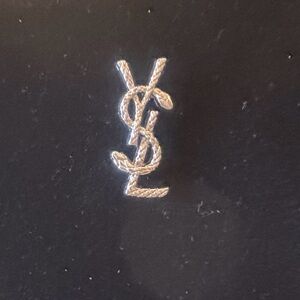Yves Saint Laurent Textured silver tone  YSL Monogram Pin